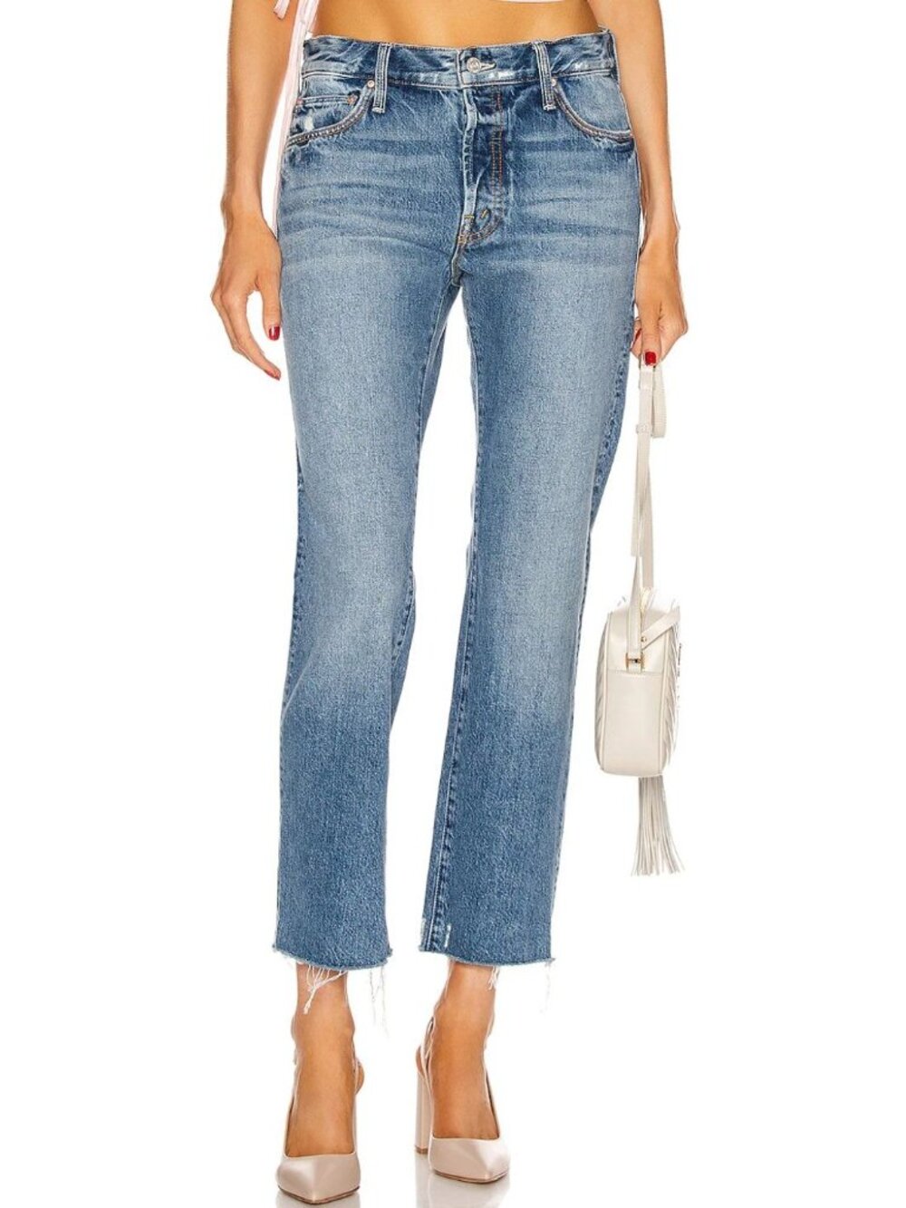 MOTHER The Scrapper Cuff Ankle Fray Jeans Take Me Higher Size 26